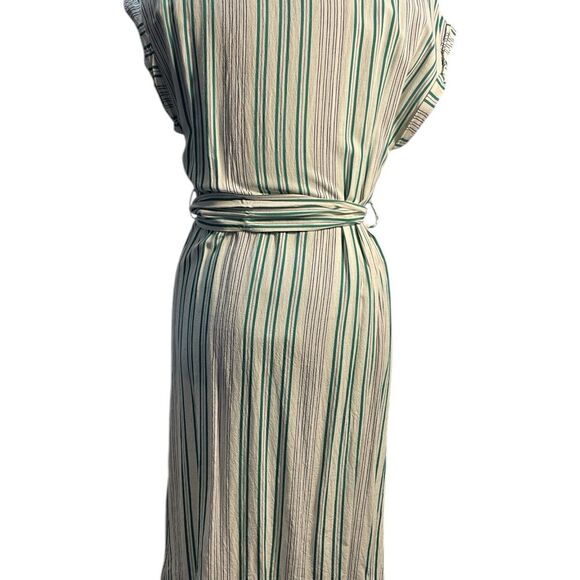 Lulus Back to Classics Green and White Striped Midi Shirt Dress Linen Blend S - Picture 6 of 14